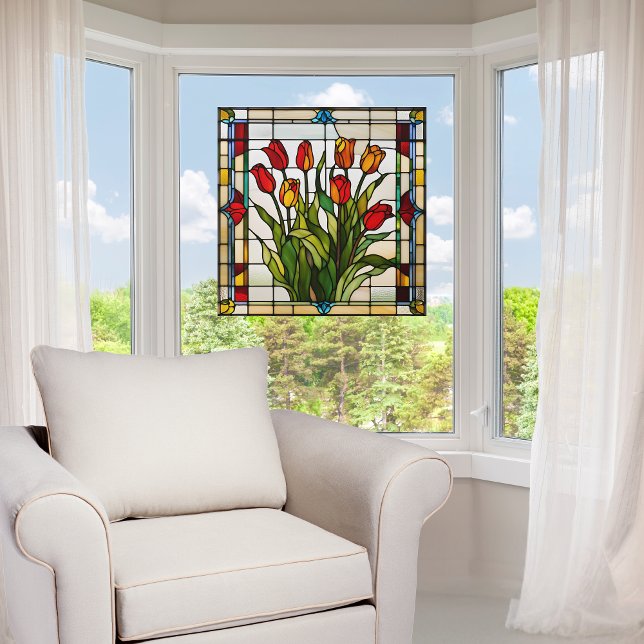 Imitate Gestängstes Glas Tulip Garten Fensteraufkleber (Von Creator hochgeladen)