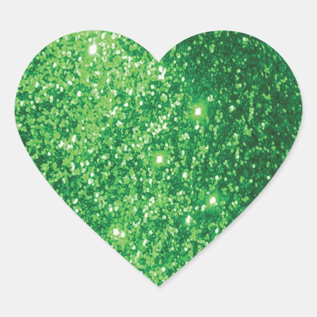 Imitate Glittery Green Herz-Aufkleber (Vorderseite)