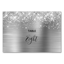 Imitate Glittery Silver Foil Wedding Tischnummer