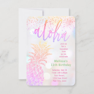 Imitate Glitzer Ananas Geburtstag Einladung
