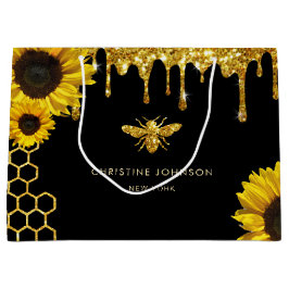 Imitate Glitzer Biene und Sonnenblumen Große Geschenktüte