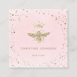 Imitate Glitzer Bienenkönigin Rosa Aquarell Quadratische Visitenkarte