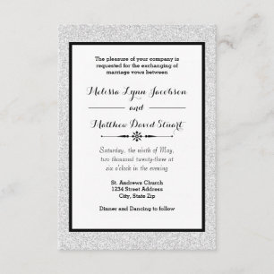 Imitate Glitzer & Black Gerahmt-3x5 Hochzeit Einla Einladung