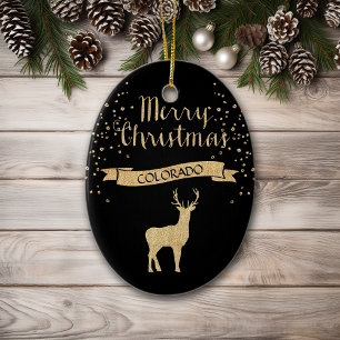 Imitate Glitzer Black Gold Elch Colorado Keramikornament