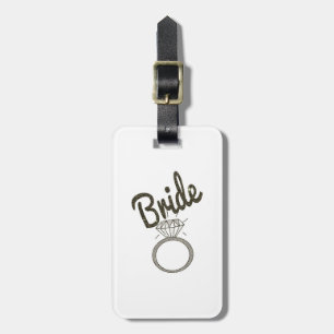 Imitate Glitzer "Bride Typografy" und Diamantring Gepäckanhänger