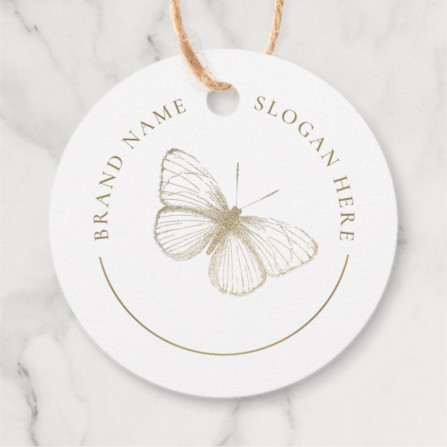 Imitate Glitzer Butterfly-Logo Geschenkanhänger (Rückseite)