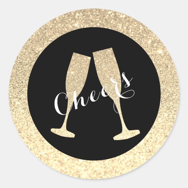 Imitate Glitzer Champagne Brillen Sticker (Vorderseite)