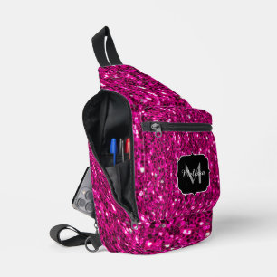 Imitate Glitzer Custom Monogram, Hot rosa Glitzern Crossbody Bag