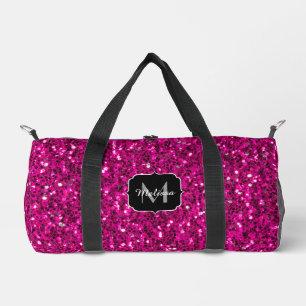 Imitate Glitzer Custom Monogram, Hot rosa Glitzern Duffle Bag