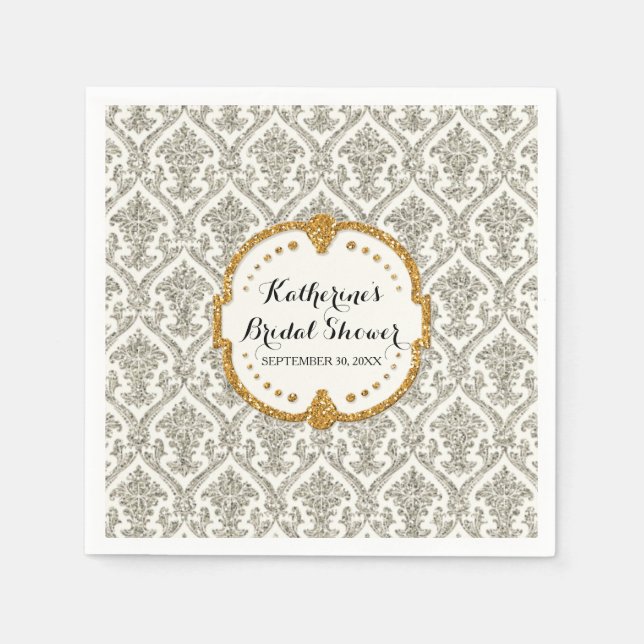 Imitate Glitzer Damask Brautparty Party Dekoration Serviette (Vorderseite)