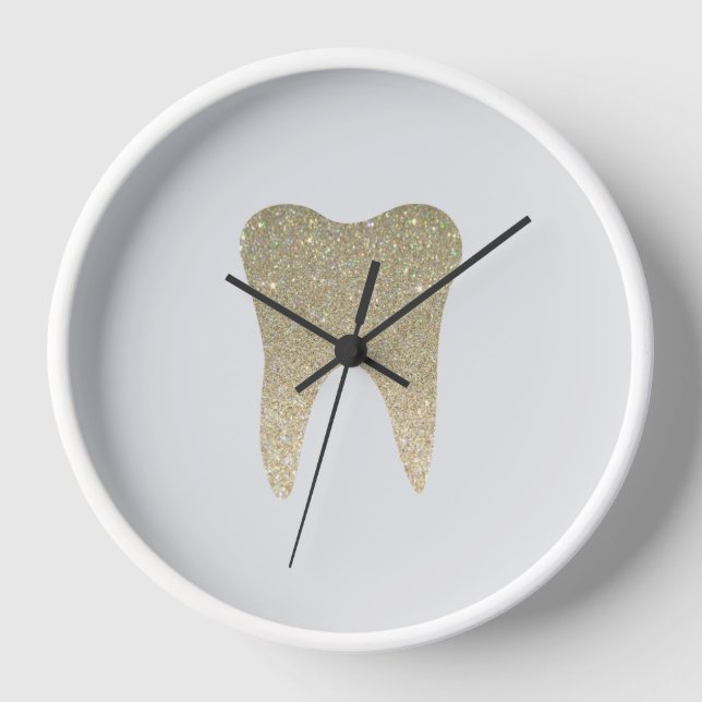 Imitate Glitzer Dental Wood Gerahmt große Uhr (Vorderseite)