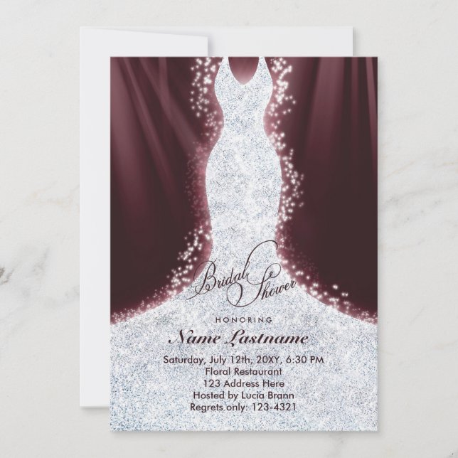Imitate Glitzer Diamond Dress Brautparty laden Einladung (Vorderseite)