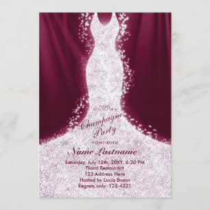 Imitate Glitzer Dress Burgundy Party laden Einladung