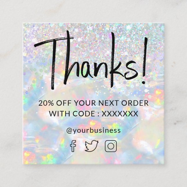 Imitate Glitzer Edelstein Opal Textur Discount-Kar Quadratische Visitenkarte (Vorderseite)