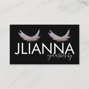 Imitate Glitzer Eyelashes Salon Schwarz-weiß Visitenkarte