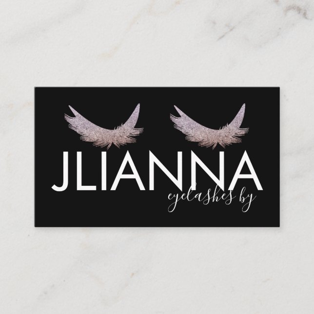 Imitate Glitzer Eyelashes Salon Schwarz-weiß Visitenkarte (Vorderseite)