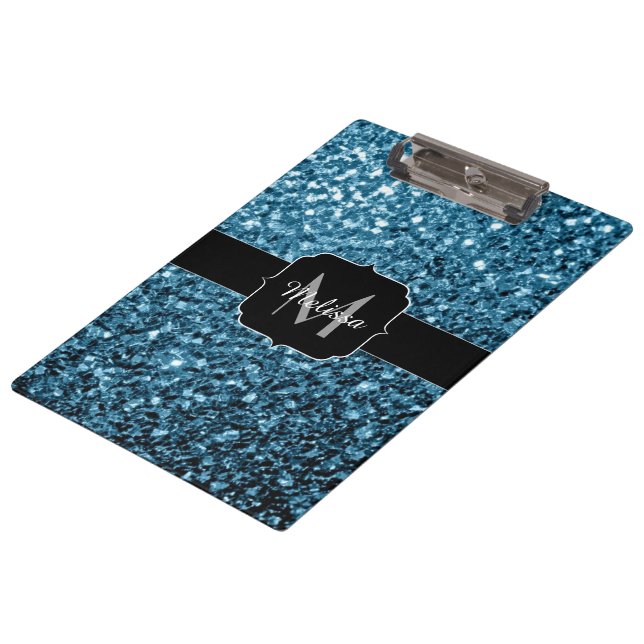 Imitate Glitzer Glitzern Monogram Klemmbrett (Schrägansicht)