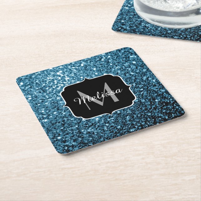 Imitate Glitzer Glitzern Monogram Rechteckiger Pappuntersetzer (angewinkelt)