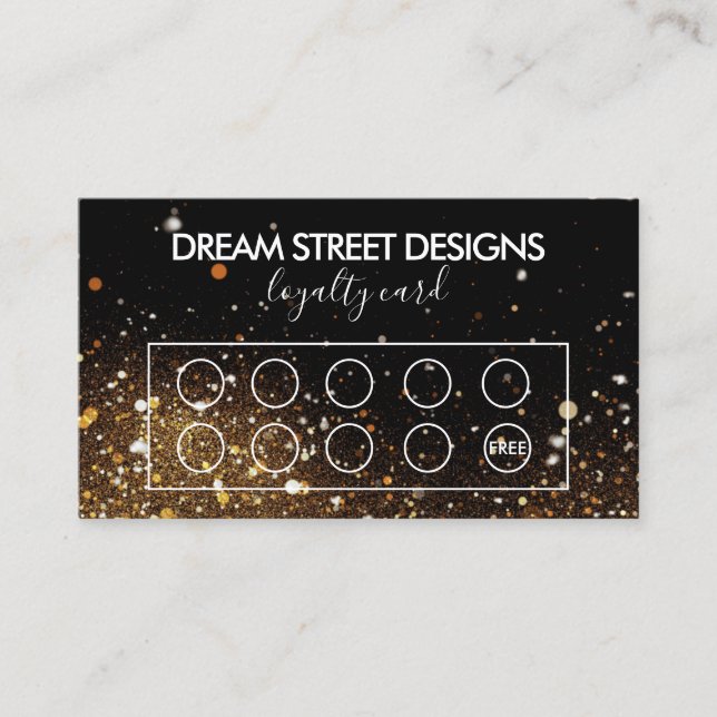 Imitate Glitzer Gold & Black Custom Loyalty Card Visitenkarte (Vorderseite)