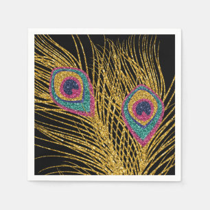 Imitate Glitzer Gold Pfauenfeathers Serviette