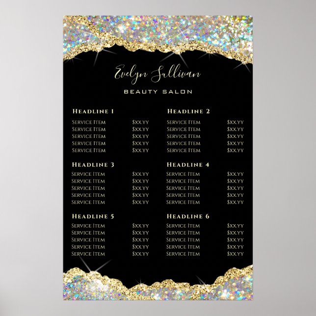 Imitate Glitzer Goldsequenzpreisliste Poster (Vorne)