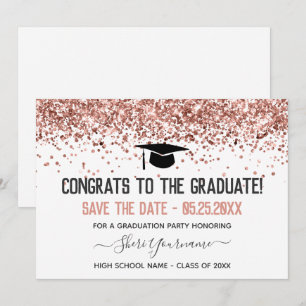 Imitate Glitzer Graduation Party Save the Date Einladung