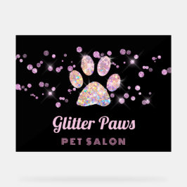 Imitate Glitzer Haustiersalon Acrylschild