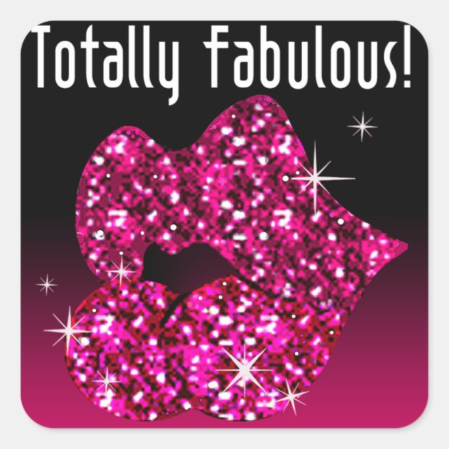 (Imitate) Glitzer Lippen Total Fabulous fuschia Quadratischer Aufkleber (Vorderseite)