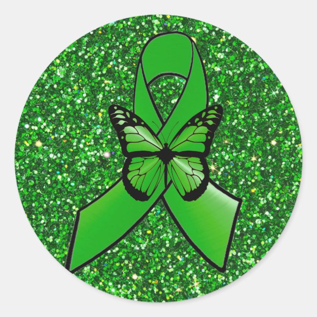 Imitate Glitzer LYME Ribbon Schmetterling Aufklebe Runder Aufkleber (Vorderseite)