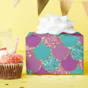 Imitate Glitzer mermaid Skalen Muster Party Packun Geschenkpapier