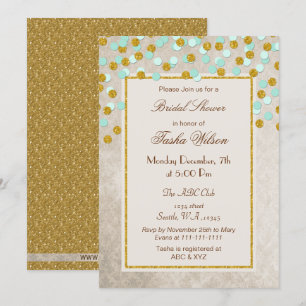 IMITATE Glitzer Mint Gold Konfetti Brautparty Einladung