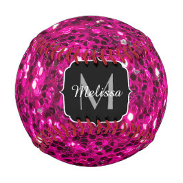 Imitate Glitzer Monogramm, Hot-pink-Glitzern Baseball