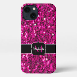 Imitate Glitzer Monogramm, Hot-pink-Glitzern iPhone Hülle