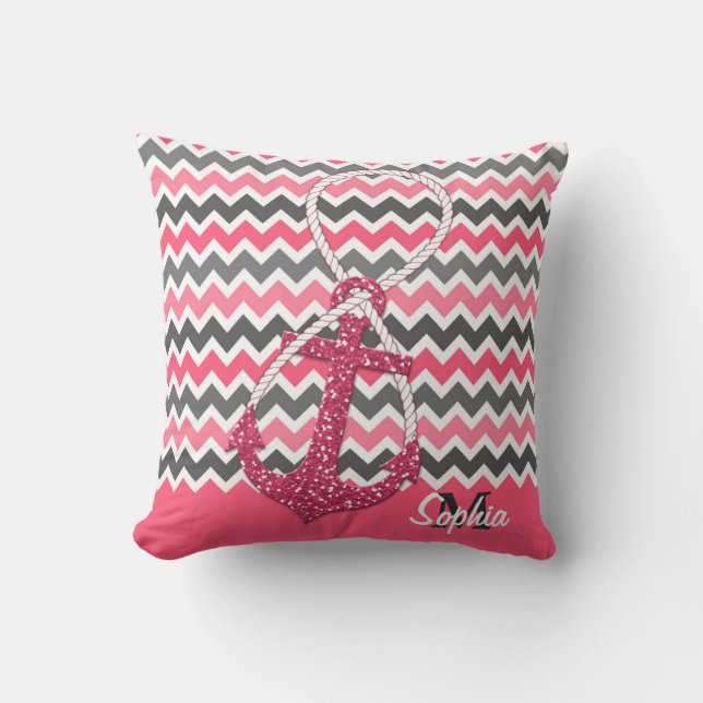 Imitate Glitzer nautischer Anker Unendlichkeitssym Kissen (Vorderseite)