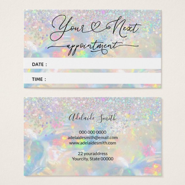 Imitate Glitzer Opal-Terminkarte (Vorne & Hinten)