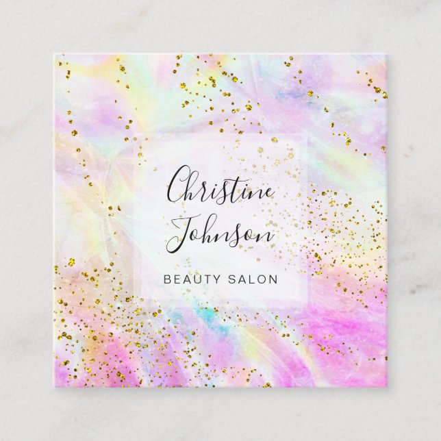 Imitate Glitzer Pastell Aquarell Quadratische Visitenkarte (Vorderseite)
