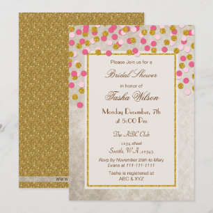 IMITATE Glitzer Pink Gold Konfetti Brautparty Einladung