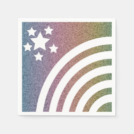 Imitate Glitzer Regenbogen Streifen Stars Einhorni Serviette