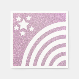 Imitate Glitzer Regenbogen Streifen Stars Einhorni Serviette