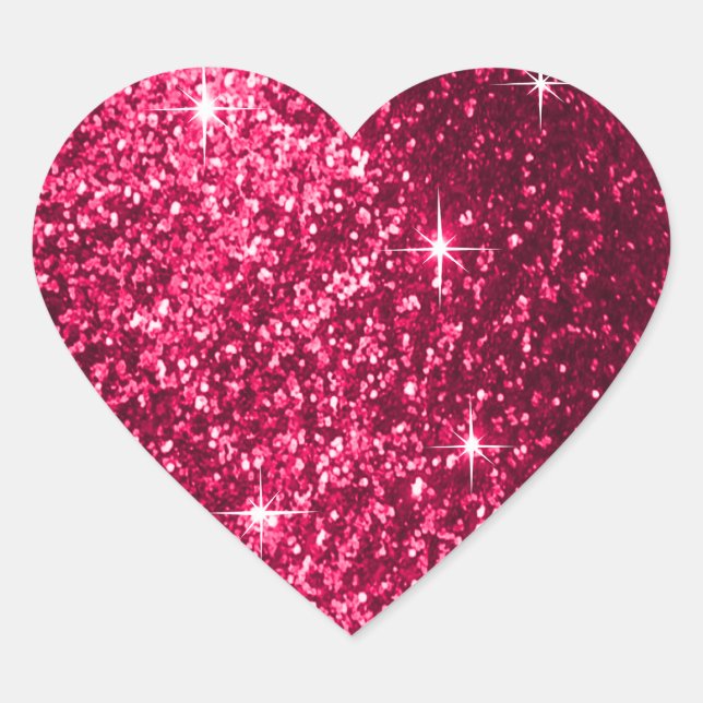 Imitate Glitzer Rosa Herz-Aufkleber (Vorderseite)