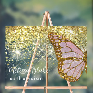Imitate Glitzer Rosa Schmetterling Acrylschild
