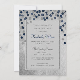 IMITATE Glitzer Silver Navy Konfetti Brautparty Einladung