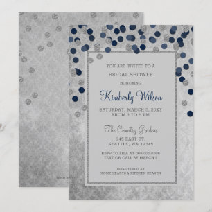 IMITATE Glitzer Silver Navy Konfetti Brautparty Einladung