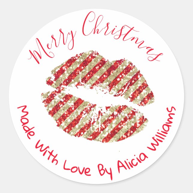 Imitate Glitzer Weihnachts-DIY Handmade Business L Runder Aufkleber (Vorderseite)