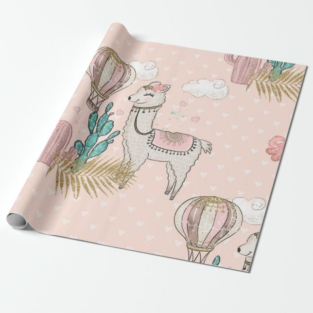 Imitate Glitzer Wüste Steampunk Llama Geschenkpapier (Ungerollt)