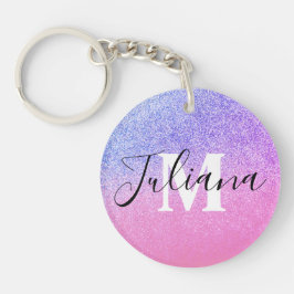 Imitate Glitzer Zwei Töne Rosa Mit Monogramm Schlüsselanhänger