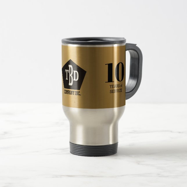 Imitate Gold 10 Jahre Meilenstein-Jubiläum der Mit Reisebecher (VorderseiteRechts)