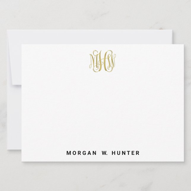 Imitate Gold 3 Erstmaliges Vine Script Monogram DI Dankeskarte (Von Creator hochgeladen)