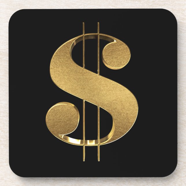 Imitate Gold 3D-Dollarsignatur Getränkeuntersetzer (Vorderseite)