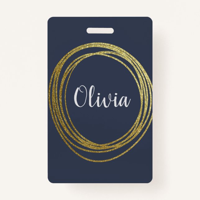 Imitate Gold Abstrakt Circle Design mit Namen Ausweis (Vorderseite)